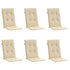 Garden Highback Chair Cushions 6 pcs Beige 120x50x3 cm Fabric