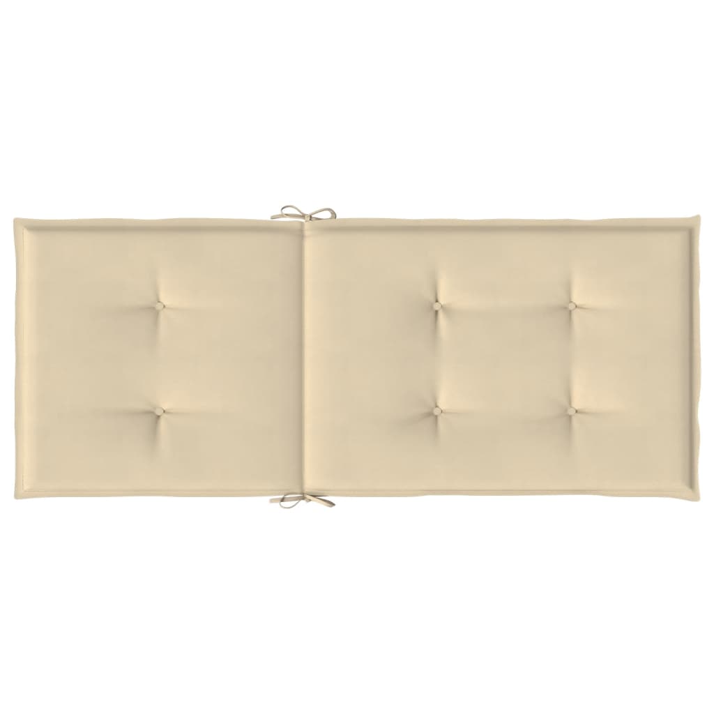 Garden Highback Chair Cushions 6 pcs Beige 120x50x3 cm Fabric