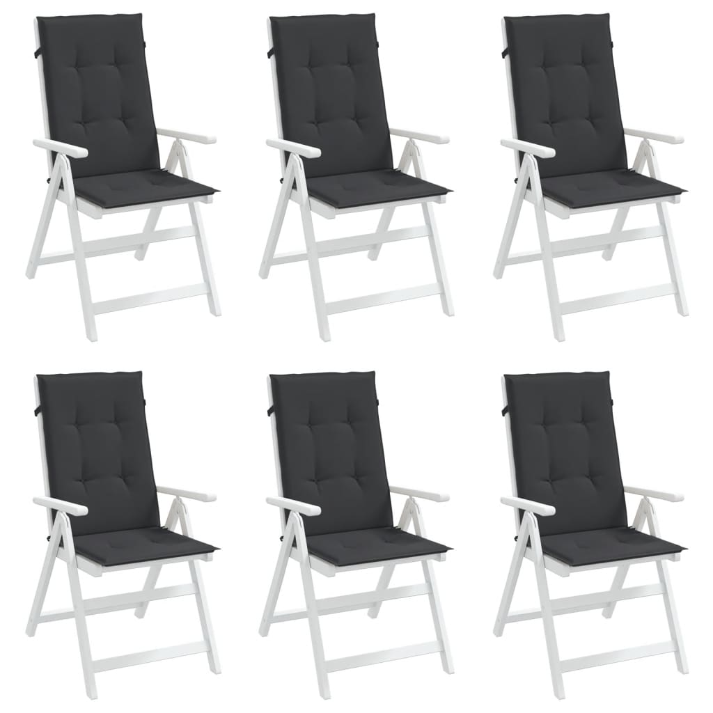 Garden Highback Chair Cushions 6 pcs Black 120x50x3 cm Fabric