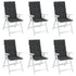 Garden Highback Chair Cushions 6 pcs Black 120x50x3 cm Fabric