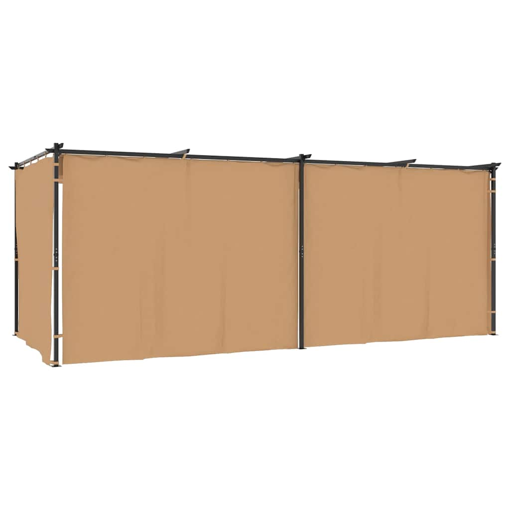 Gazebo with Curtains 6x3 m Taupe Steel