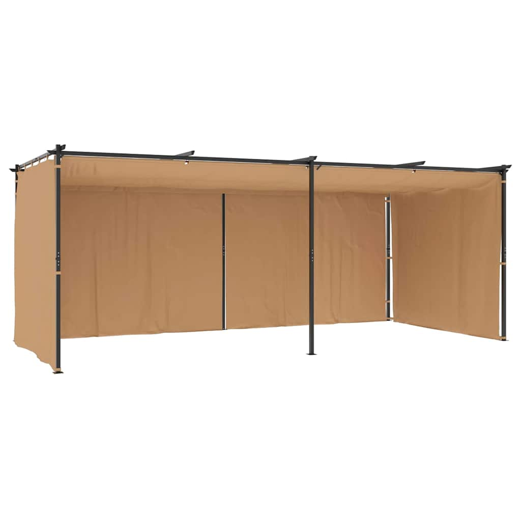 Gazebo with Curtains 6x3 m Taupe Steel