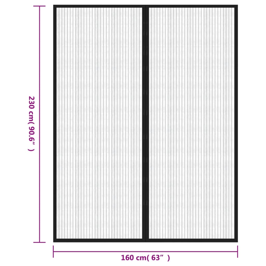 Insect Door Curtains 2 pcs with Magnet Blocks Black 230x160 cm