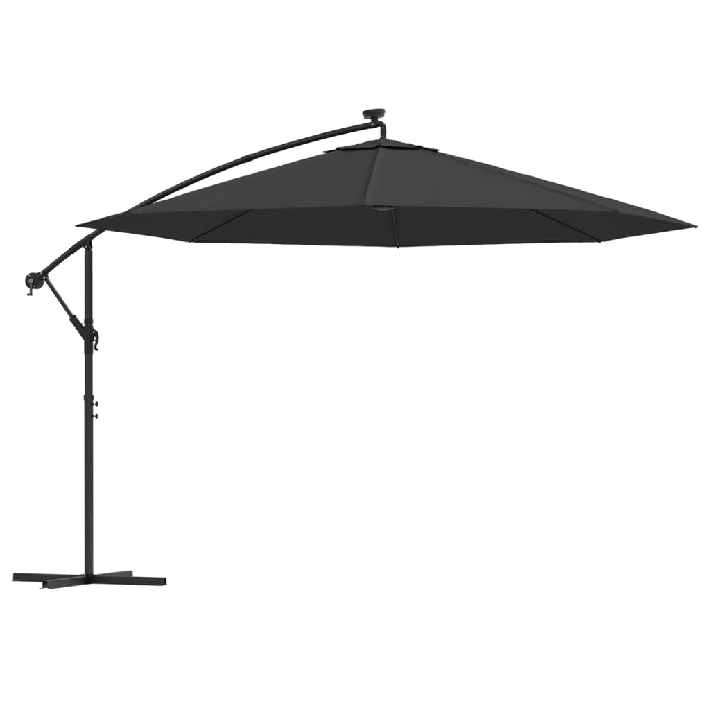 Cantilever Garden Parasol with LED Lights Black 350 cm