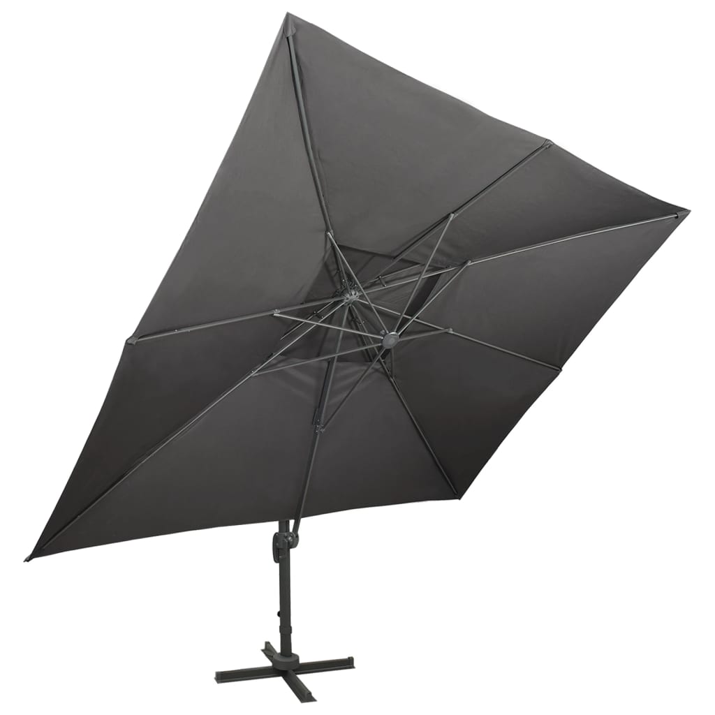 Cantilever Garden Parasol with Double Top Anthracite 400x300 cm