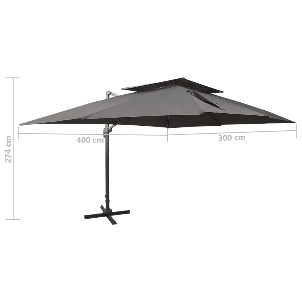 Cantilever Garden Parasol with Double Top Anthracite 400x300 cm