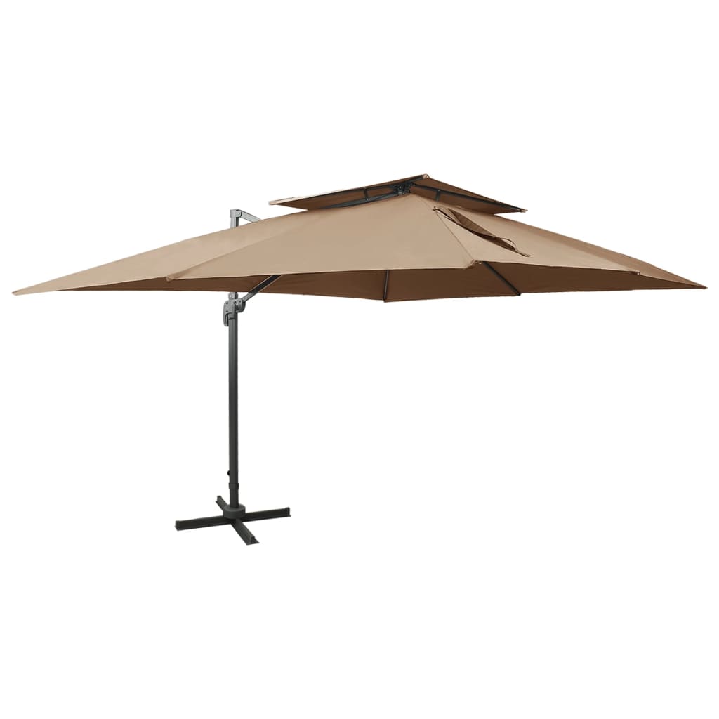 Cantilever Garden Parasol with Double Top Taupe 400x300 cm