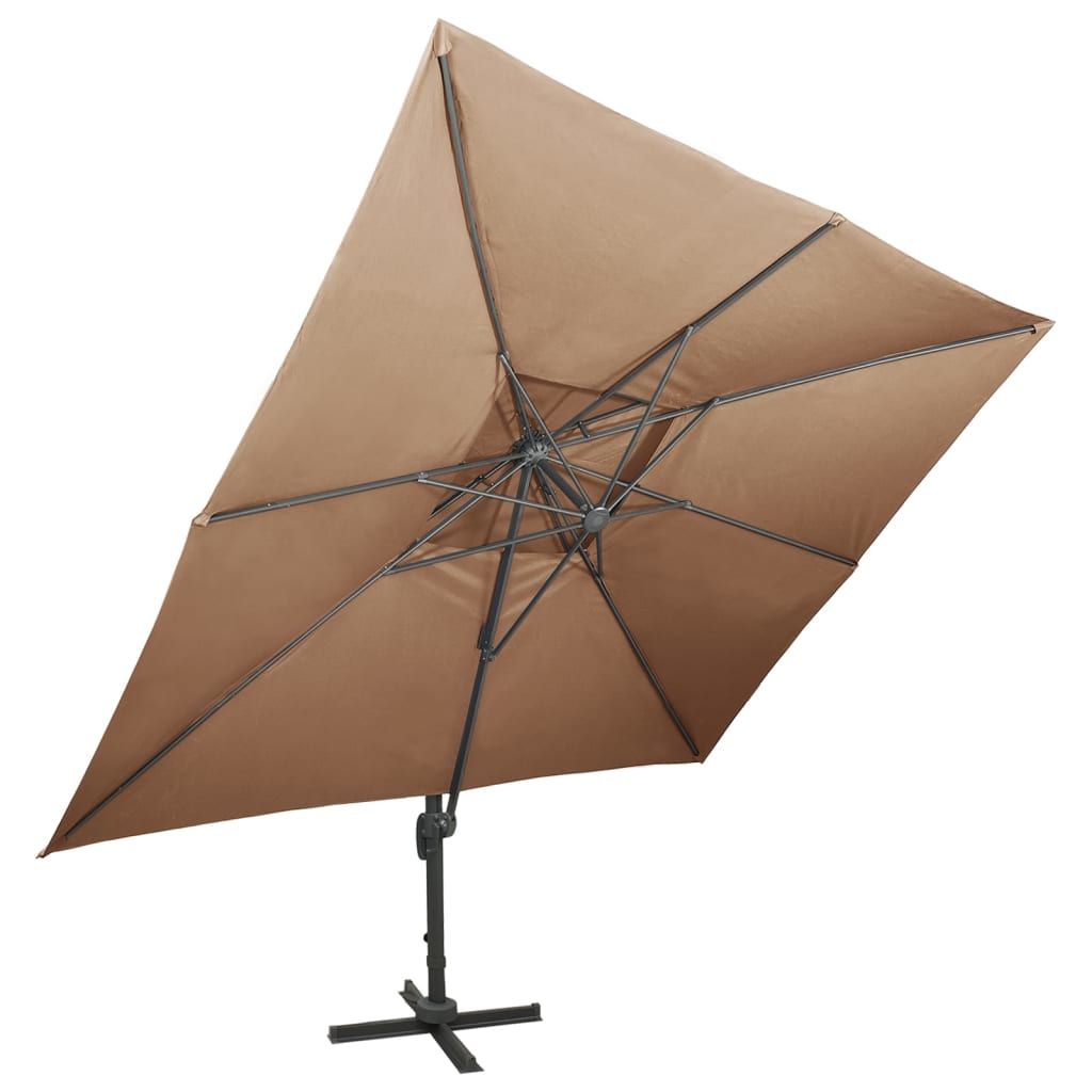 Cantilever Garden Parasol with Double Top Taupe 400x300 cm