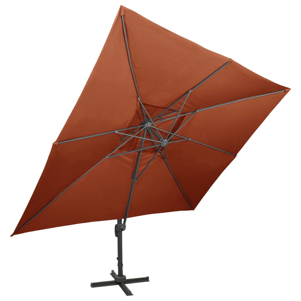 Cantilever Garden Parasol with Double Top Terracotta 400x300 cm