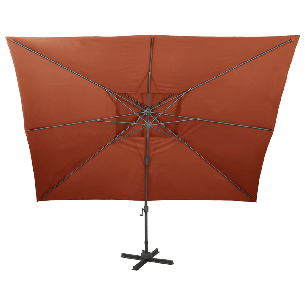 Cantilever Garden Parasol with Double Top Terracotta 400x300 cm