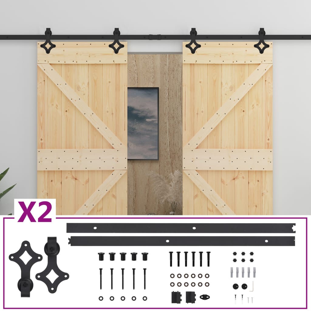 Sliding Door with Hardware Set 100x210 cm Solid Pine Wood