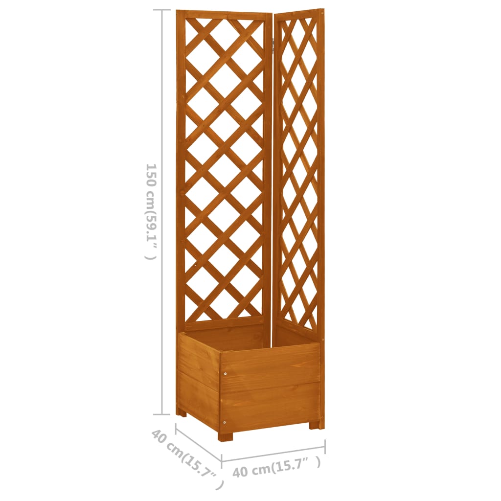 Corner Trellis Planter Orange 40x40x150 cm Solid Firwood