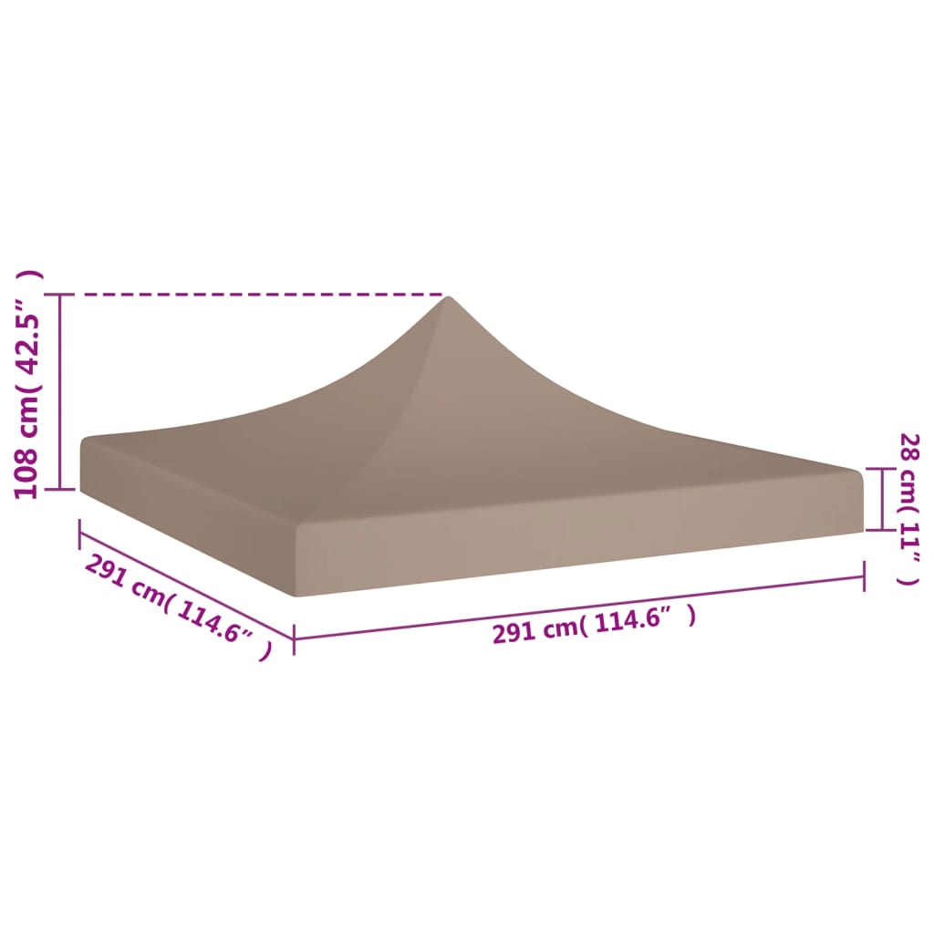 Party Tent Roof 3x3 m Taupe 270 g/m²