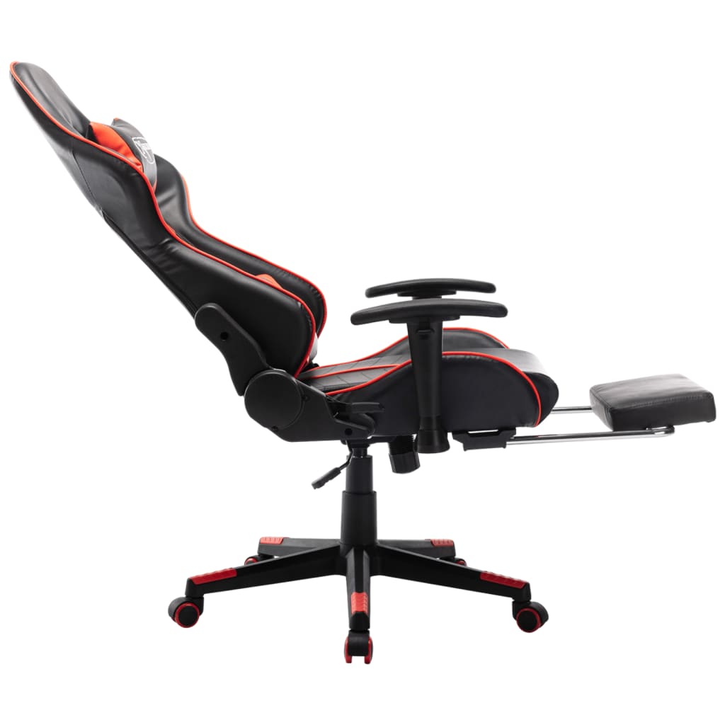 Gaming Chair with Footrest Black and Red Artificial Leather