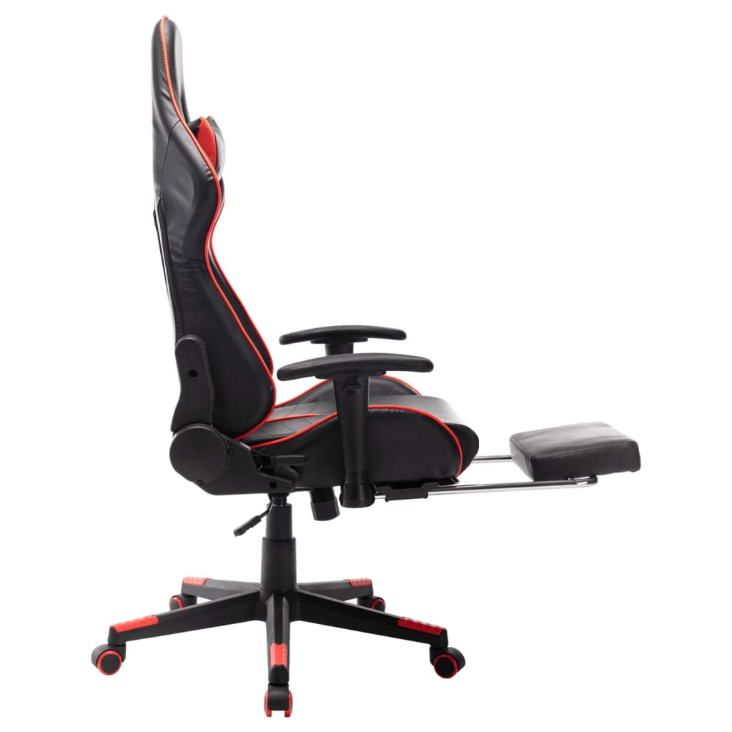 Gaming Chair with Footrest Black and Red Artificial Leather