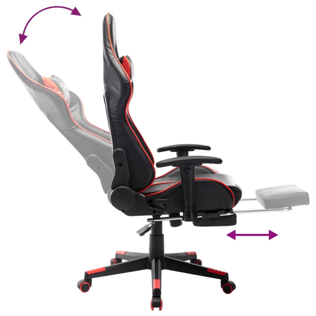 Gaming Chair with Footrest Black and Red Artificial Leather