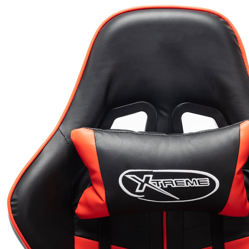 Gaming Chair with Footrest Black and Red Artificial Leather