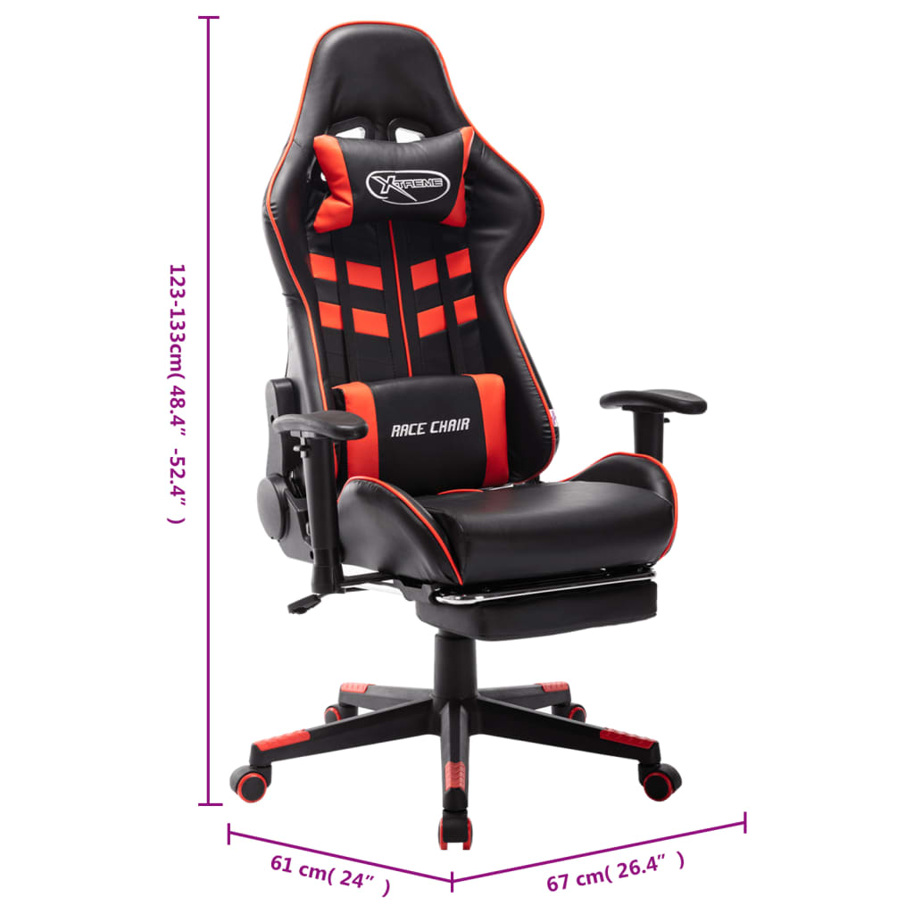 Gaming Chair with Footrest Black and Red Artificial Leather