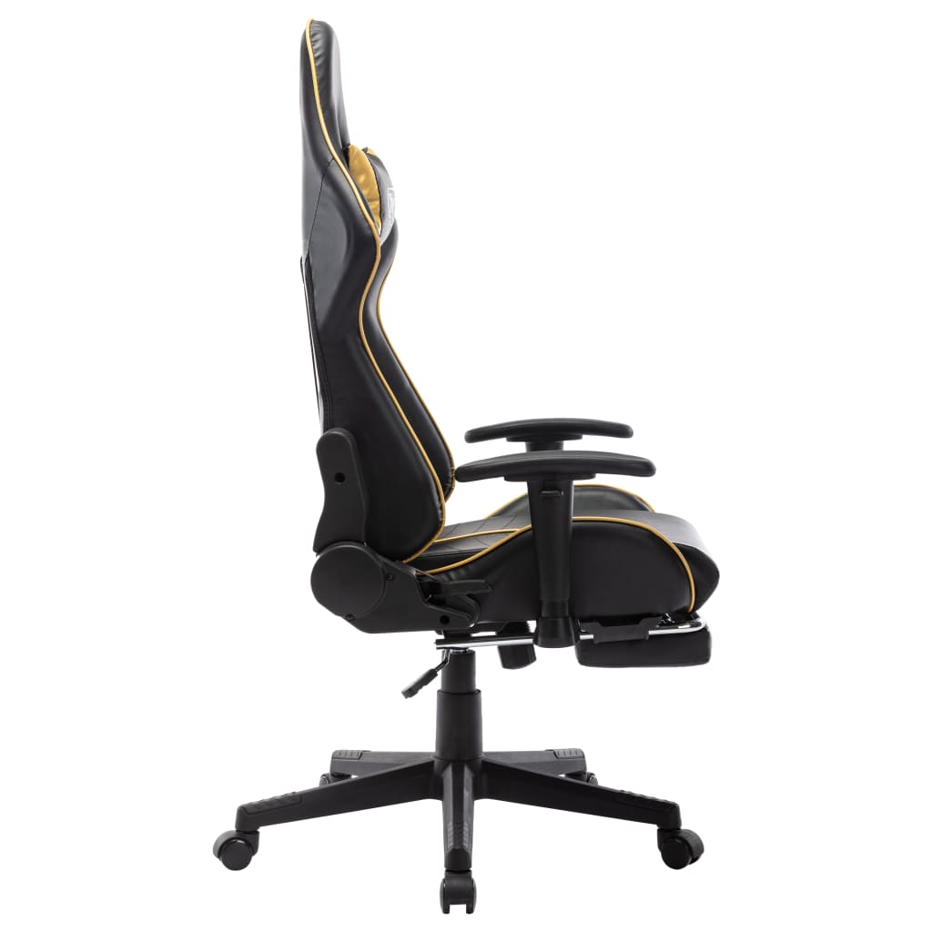 Gaming Chair with Footrest Black and Gold Artificial Leather