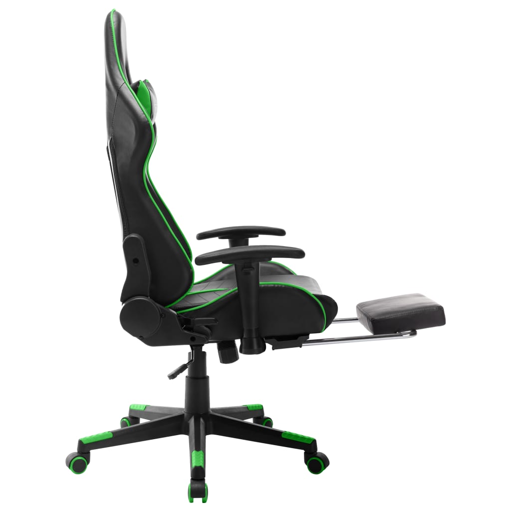 Gaming Chair with Footrest Black and Green Artificial Leather