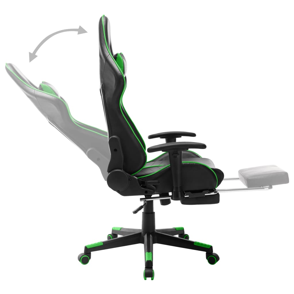 Gaming Chair with Footrest Black and Green Artificial Leather