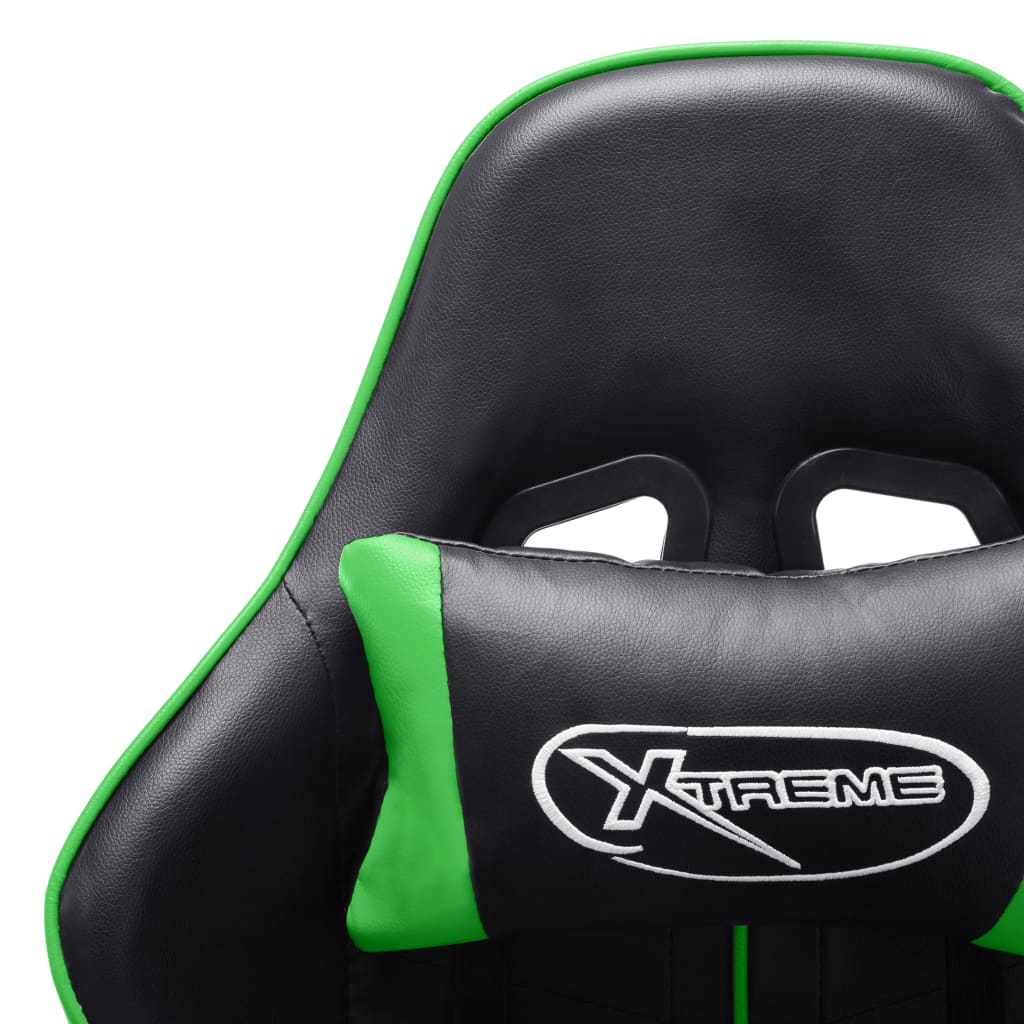 Gaming Chair with Footrest Black and Green Artificial Leather