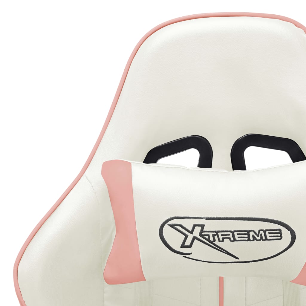 Gaming Chair White and Pink Artificial Leather