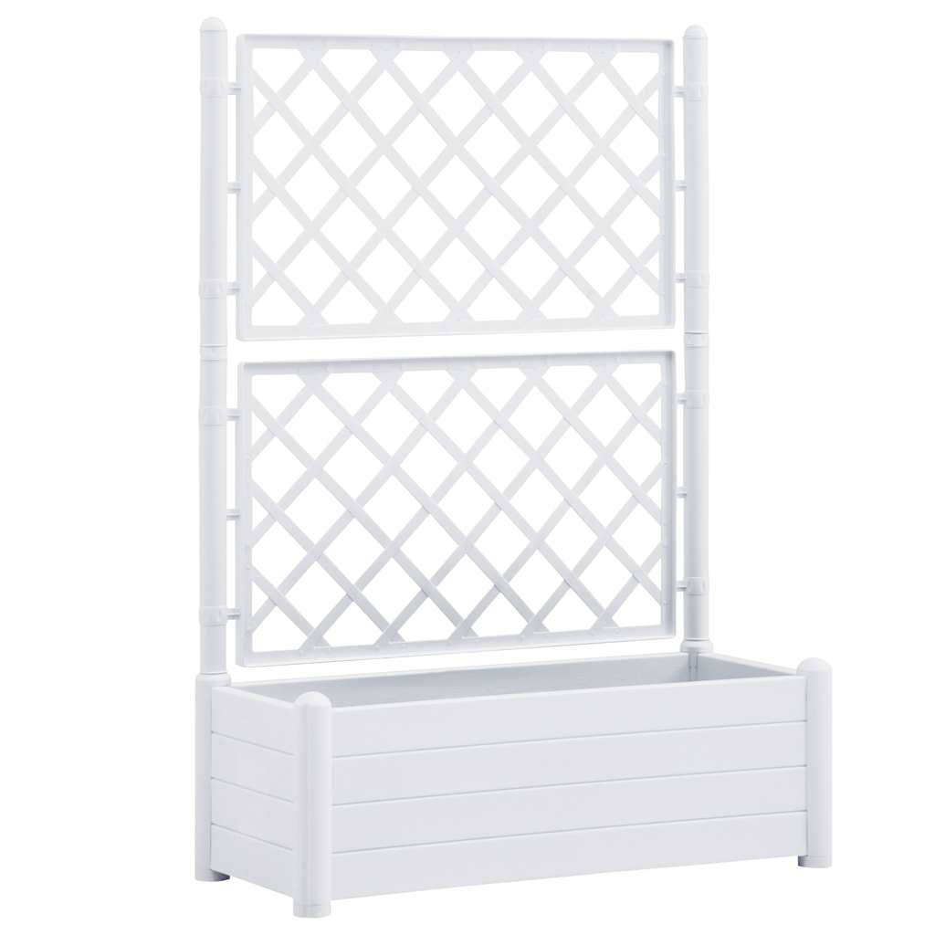 Garden Planter with Trellis 100x43x142 cm PP White