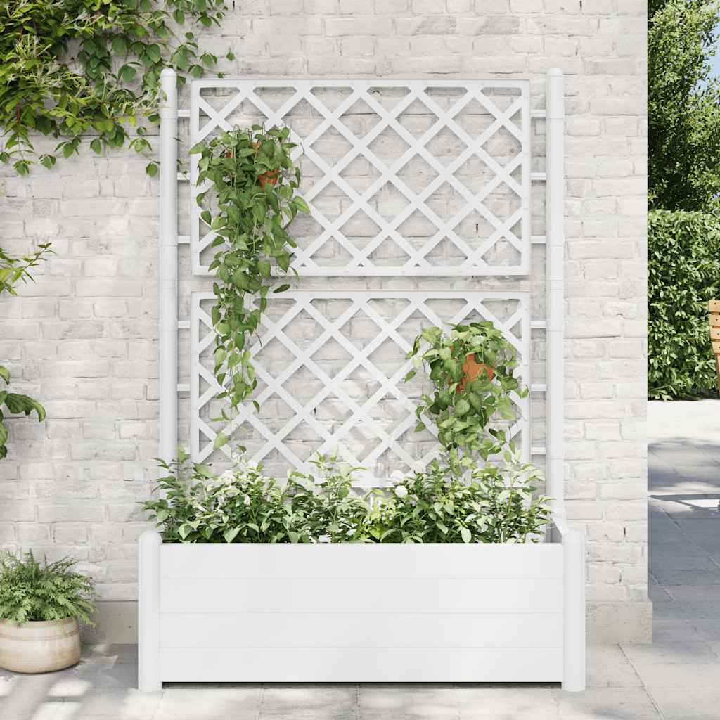 Garden Planter with Trellis 100x43x142 cm PP White