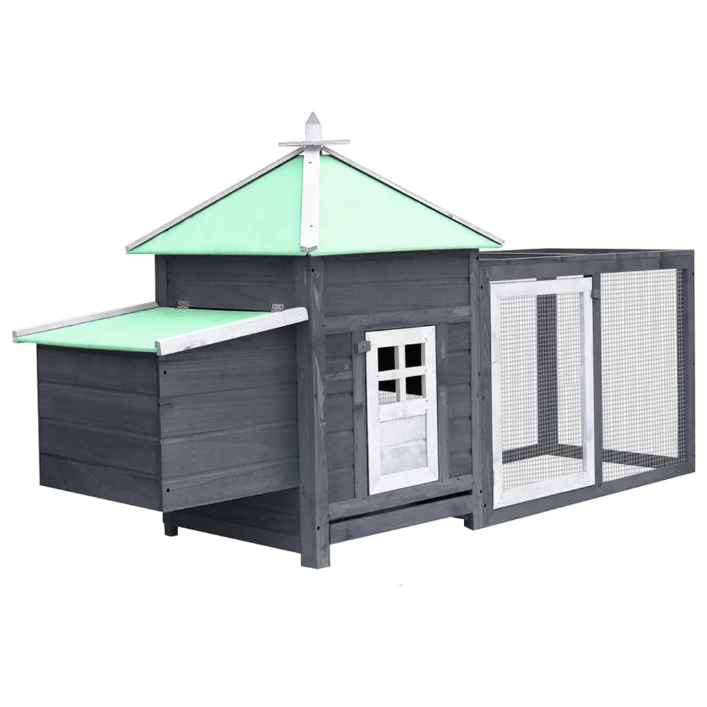 Chicken Coop with Nest Box Grey 190x72x102 cm Solid Firwood