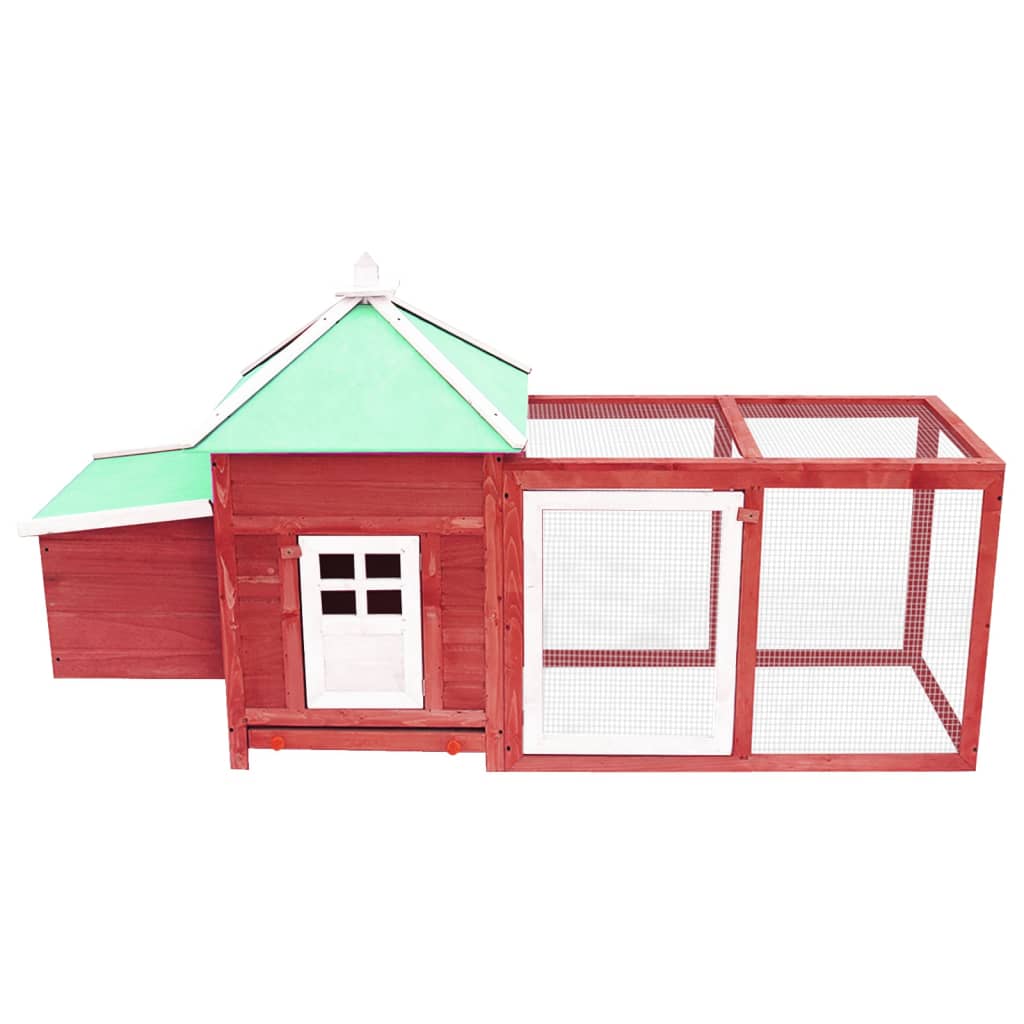 Chicken Coop with Nest Box Red 190x72x102 cm Solid Firwood