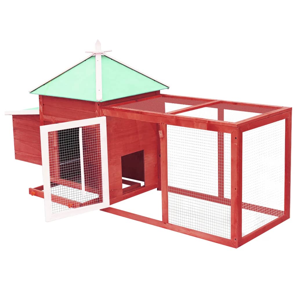 Chicken Coop with Nest Box Red 190x72x102 cm Solid Firwood