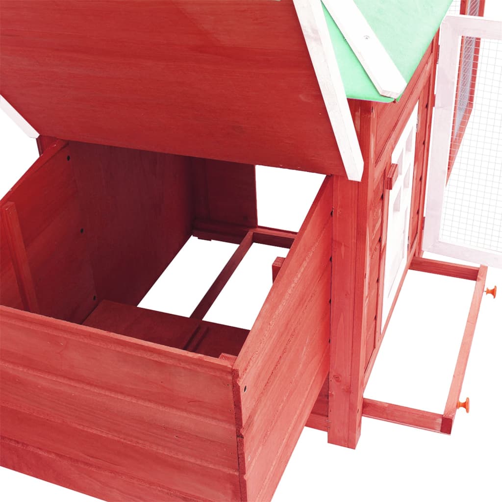 Chicken Coop with Nest Box Red 190x72x102 cm Solid Firwood