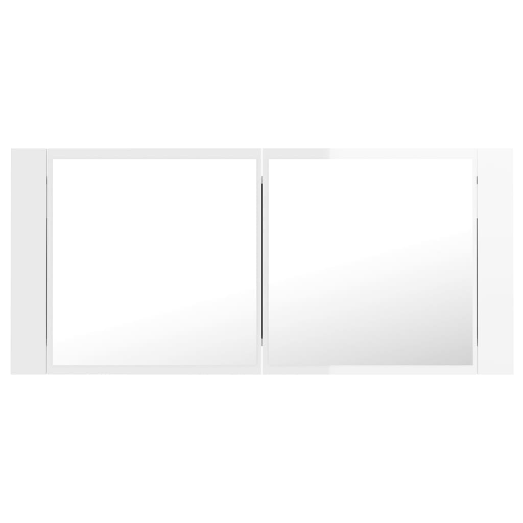 LED Bathroom Mirror Cabinet High Gloss White 100x12x45cm Acrylic