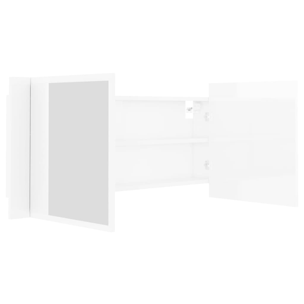 LED Bathroom Mirror Cabinet High Gloss White 100x12x45cm Acrylic