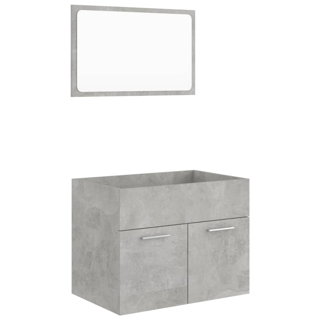 2 Piece Bathroom Furniture Set Concrete Grey Engineered Wood