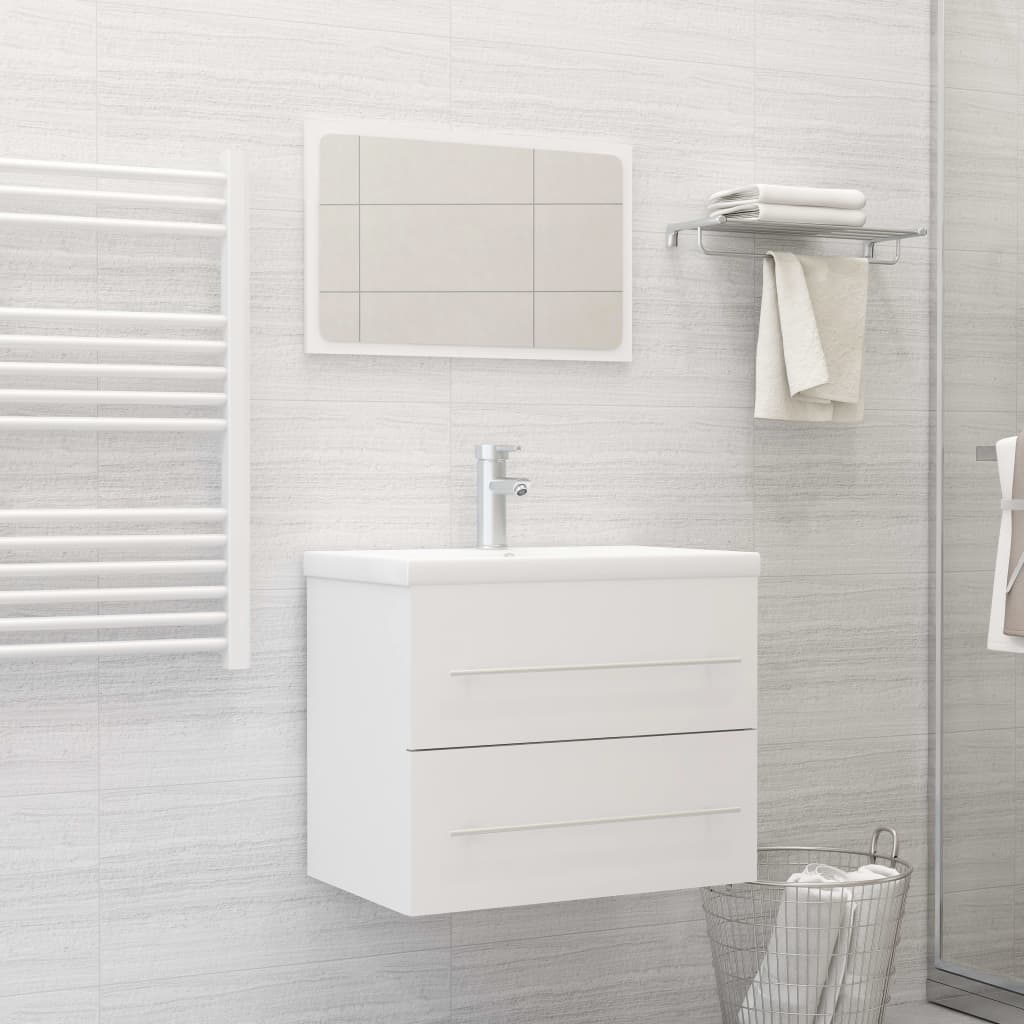 2 Piece Bathroom Furniture Set White Engineered Wood