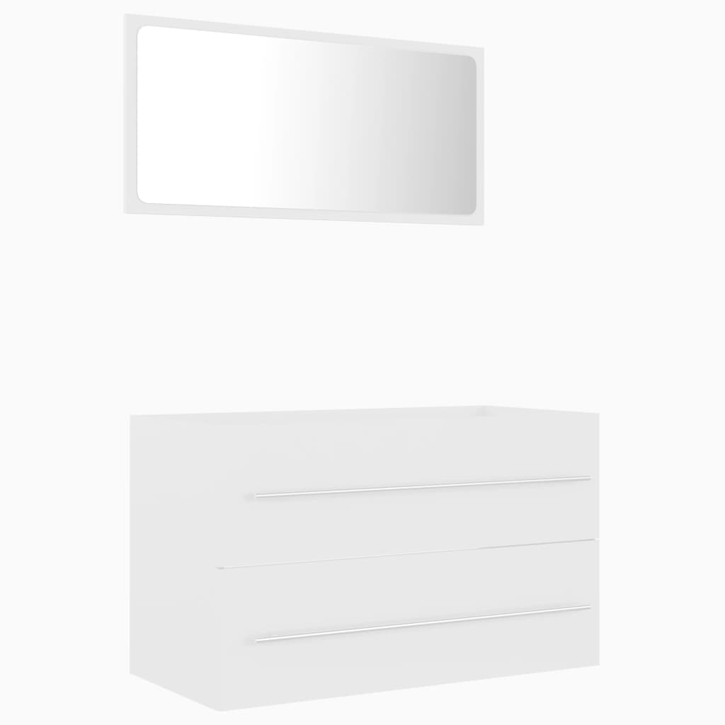 2 Piece Bathroom Furniture Set White Engineered Wood