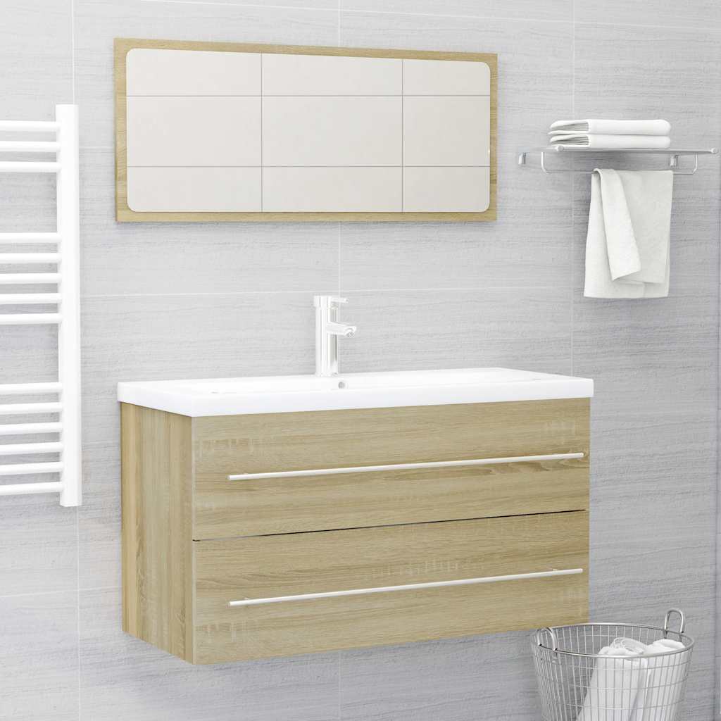 2 Piece Bathroom Furniture Set Sonoma Oak Engineered Wood