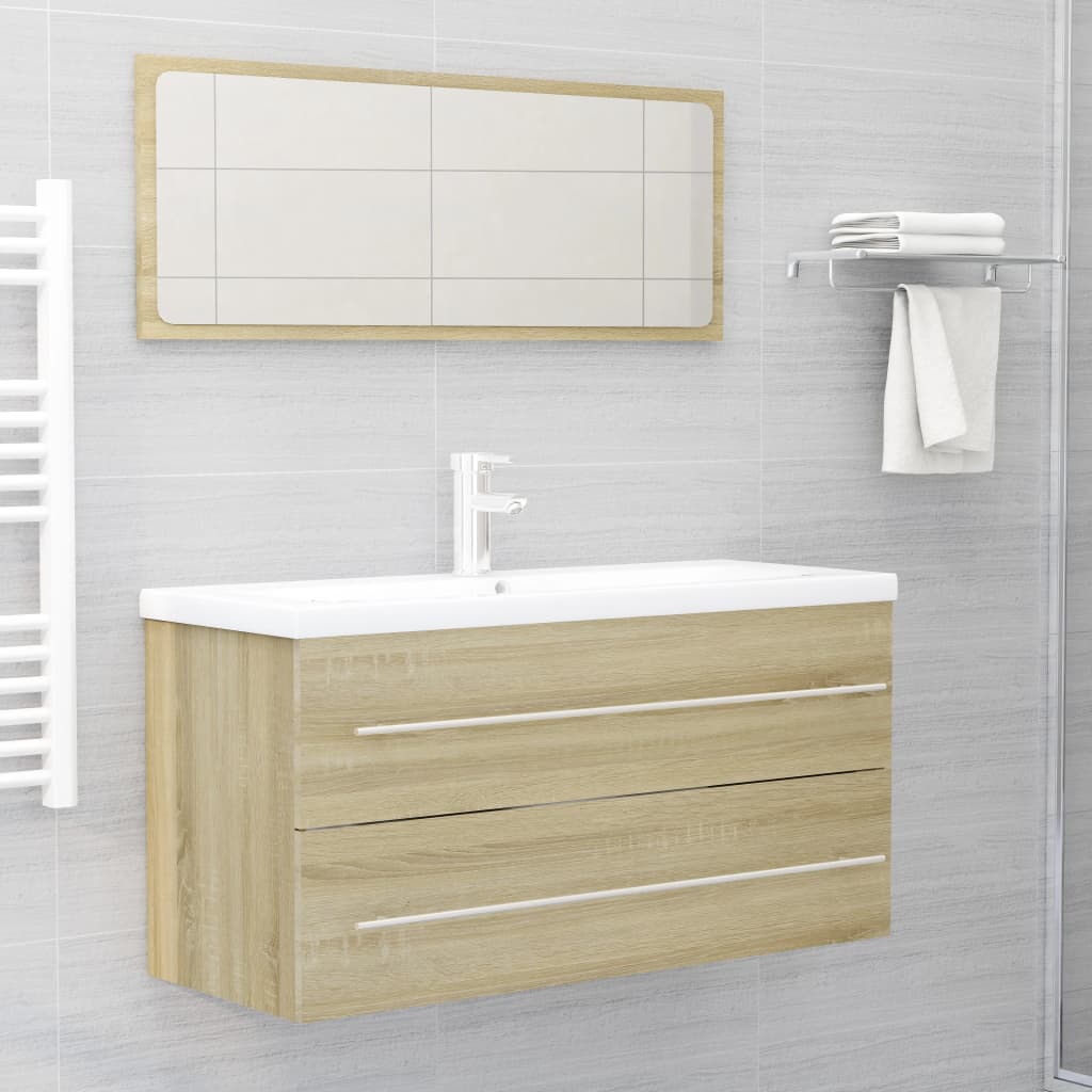 2 Piece Bathroom Furniture Set Sonoma Oak Engineered Wood