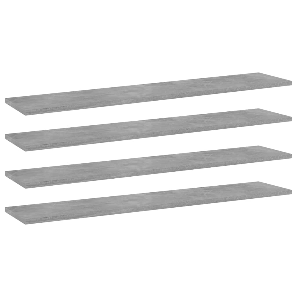 Bookshelf Boards 4 pcs Concrete Grey 100x20x1.5 cm Engineered Wood