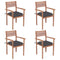 Garden Chairs 4 pcs with Anthracite Cushions Solid Teak Wood