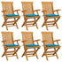 Garden Chairs with Blue Cushions 6 pcs Solid Teak Wood