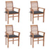 Dining Chairs 4 pcs with Anthracite Cushions Solid Teak Wood