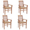 Dining Chairs 4 pcs with Beige Cushions Solid Teak Wood