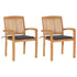 Garden Chairs 2 pcs with Anthracite Cushions Solid Teak Wood