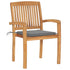 Garden Chairs 2 pcs with Grey Cushions Solid Teak Wood