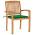 Garden Chairs 2 pcs with Green Cushions Solid Teak Wood