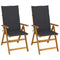 Garden Reclining Chairs 2 pcs with Cushions Solid Acacia Wood