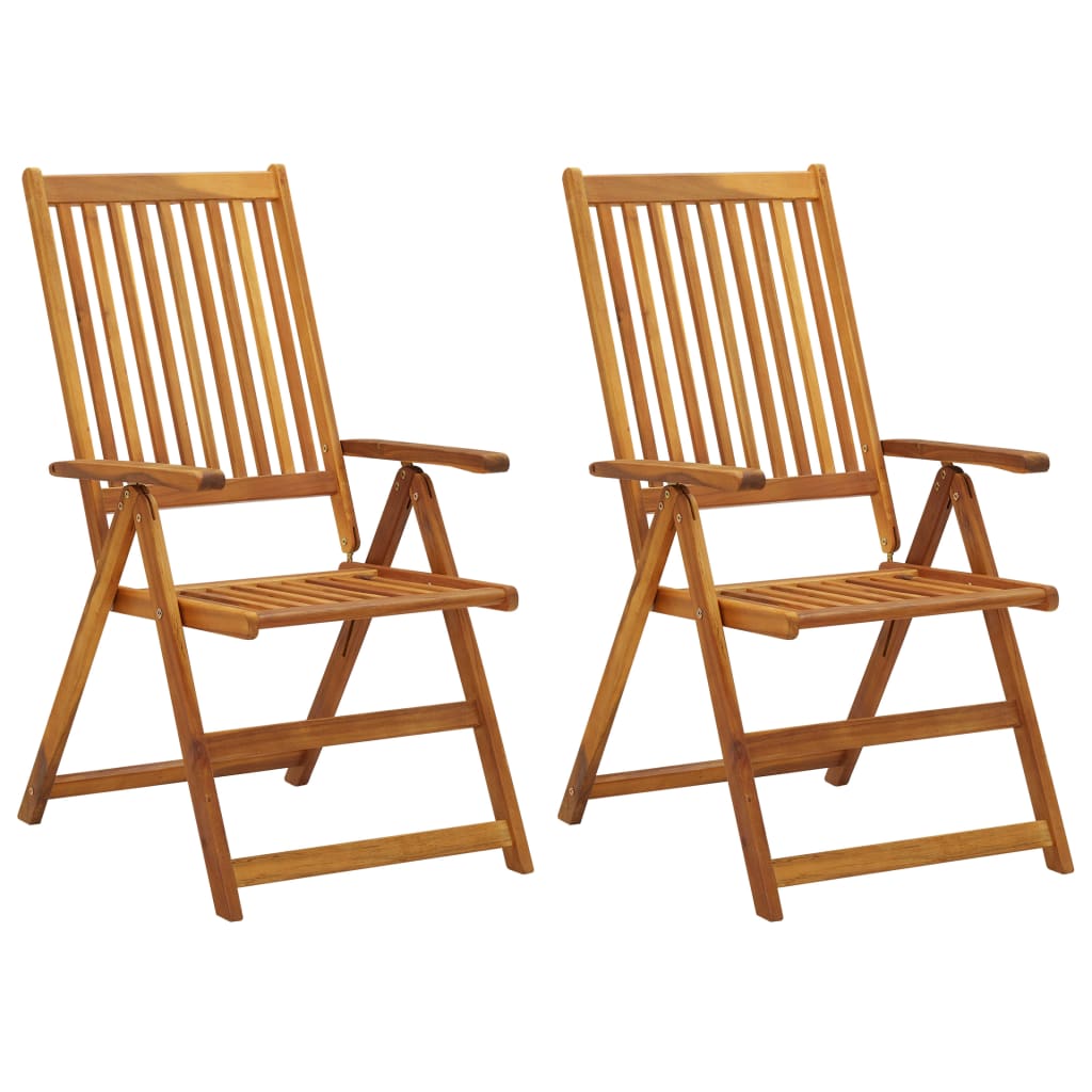 Garden Reclining Chairs 2 pcs with Cushions Solid Acacia Wood